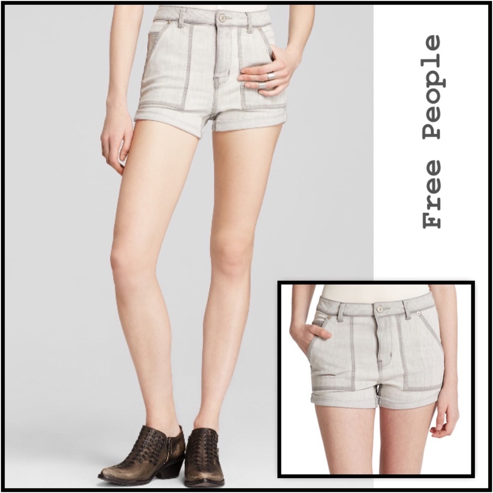 FREE PEOPLE High Rise Slim Cuffed Denim Shorts NWT Size 29